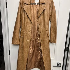NEW WITH TAG - Avec Les Filles Faux Leather Trench Coat with Tie (XS)